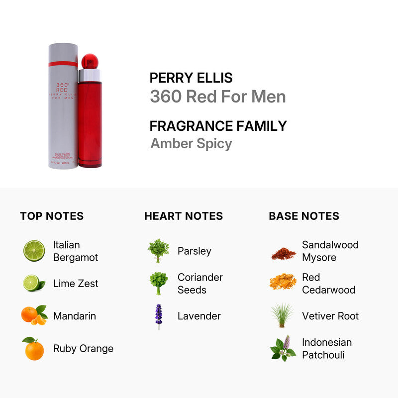 Perry Ellis 360 Red for Men by EDT Spray 6.7 oz