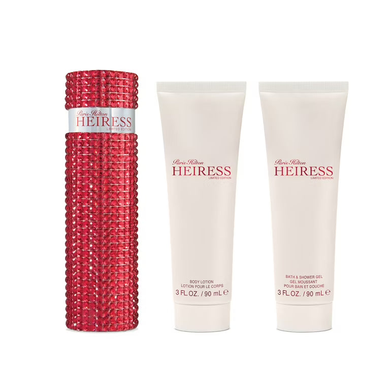 Paris Hilton Heiress Red Set 3Pc EDP-Perfume 100ml/ Body lotion/ Bath Gel