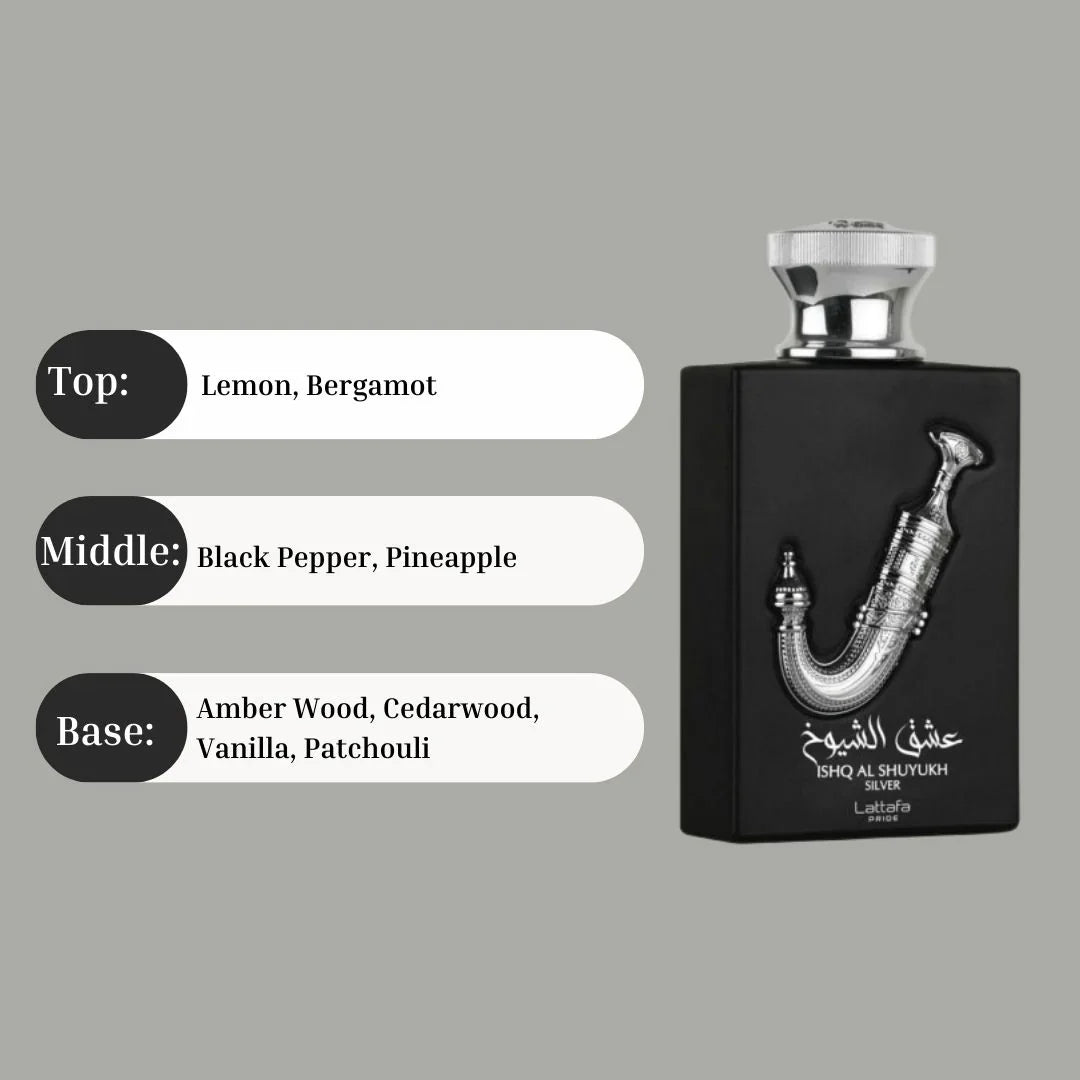 Lattafa Pride Ishq Al Shuyukh Silver Eau De Parfum-100ml/3.4oz