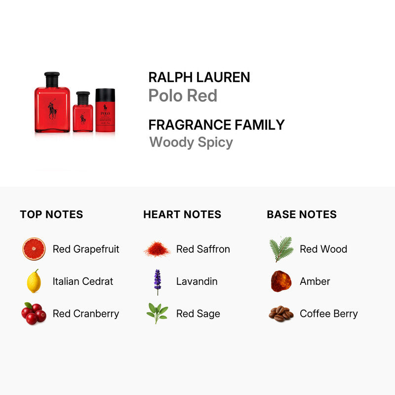 Ralph Lauren Men's Polo Red 3pcs EDT Gift Set Fragrances