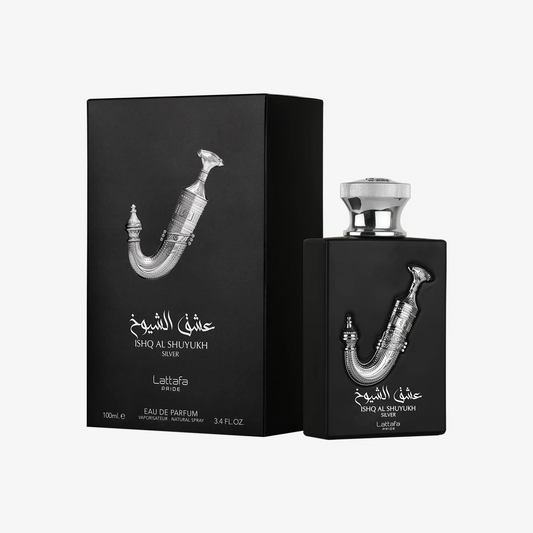 LATTAFA Ishq Al Shuyukh Silver Eau De Parfum 100ml/3.4oz