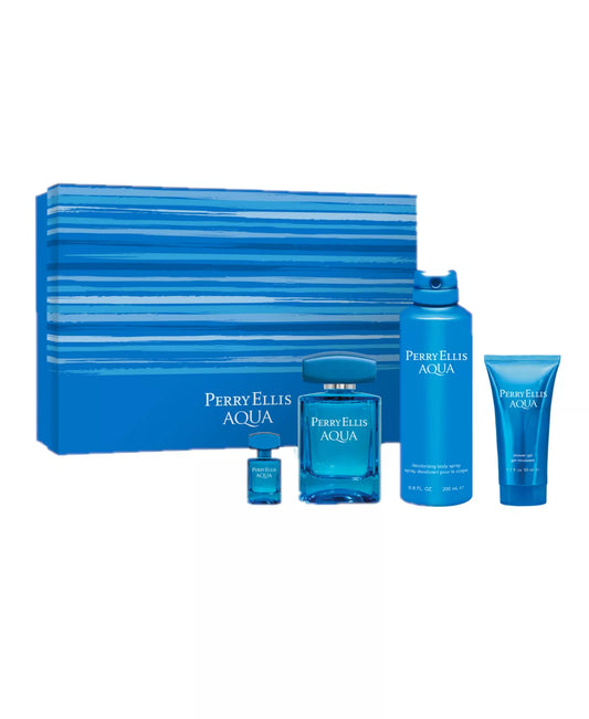 PERRY ELLIS Aqua Eau De Toilette 100ML/3.4Oz 4 Piece SET