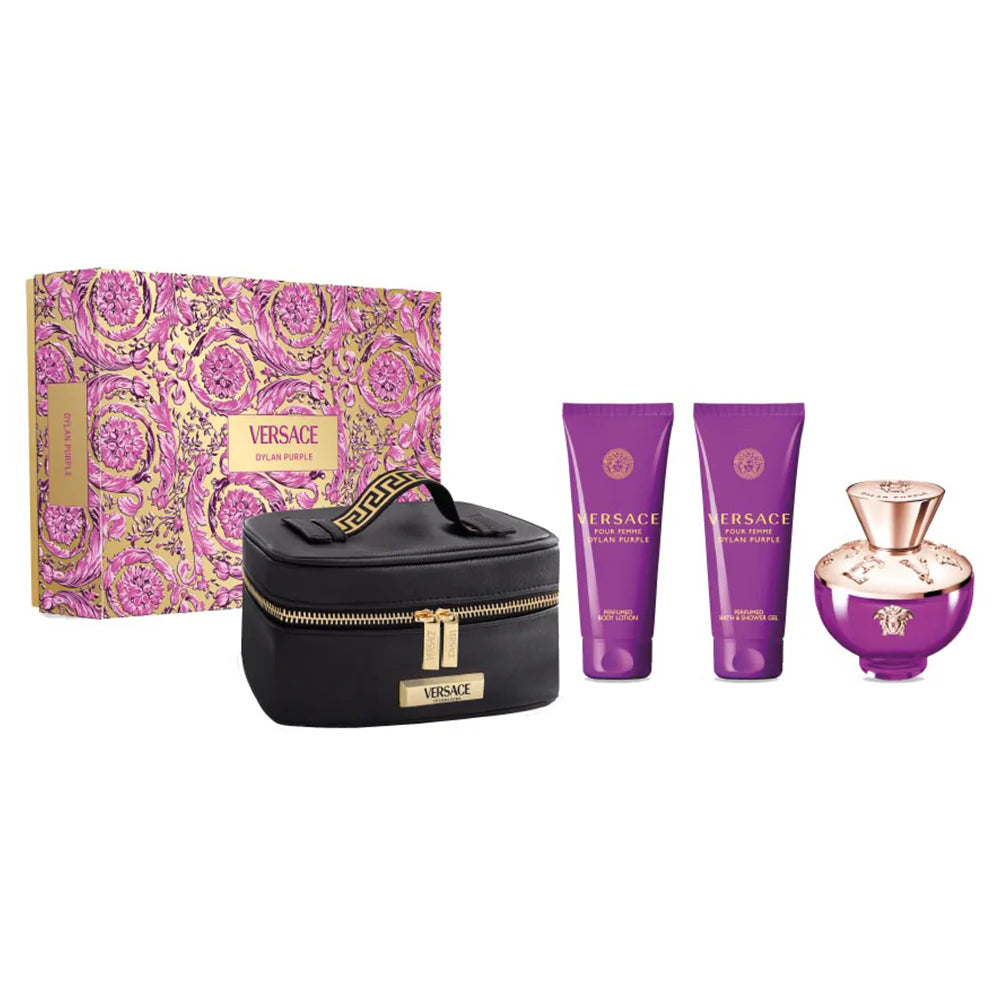 Versace Dylan Purple Eau de Parfum 4PC SET 3.4Oz Make up Bag