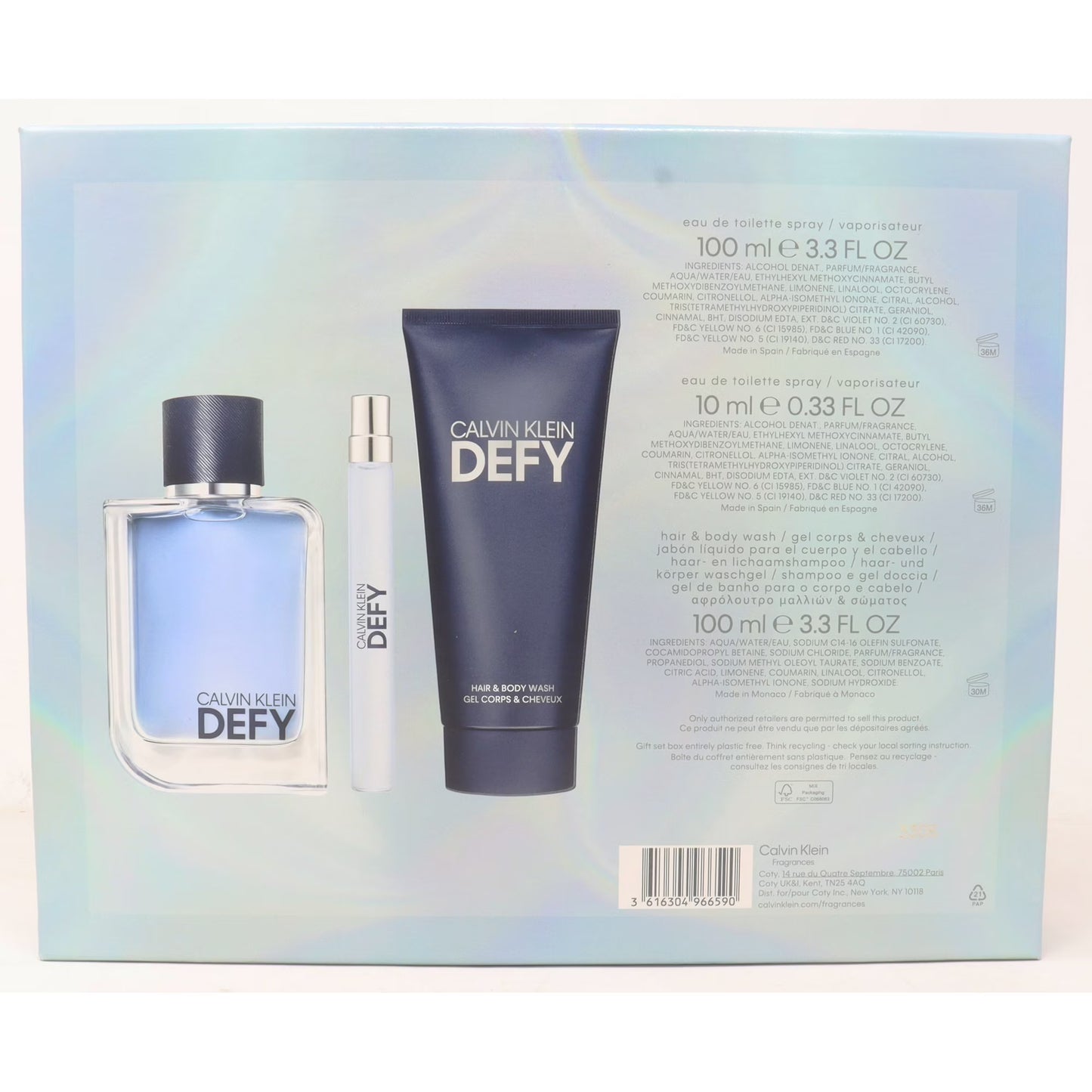 CALVIN KLEIN Defy Eau De Toilette 3 Piece Set 100ML/3.4Oz