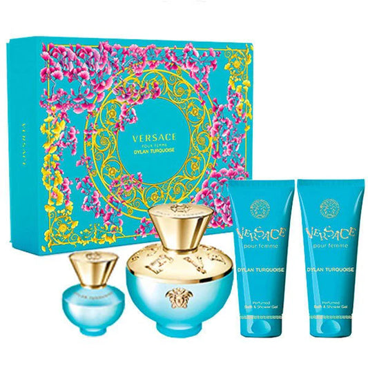 Versace Pour Femme Dylan Turquoise Set 4 pc Perfume, Bath, Mini