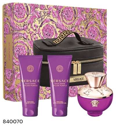 Versace Dylan Purple Eau de Parfum 4PC SET 3.4Oz Make up Bag