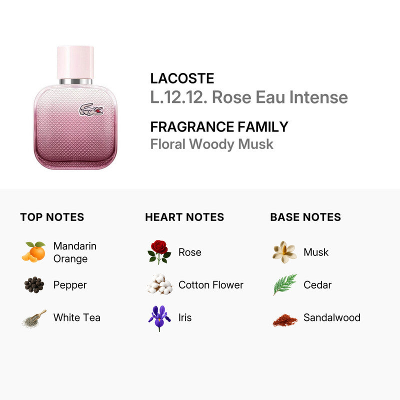 Lacoste Ladies L.12.12. Rose Eau Intense EDT 3.4 oz (Tester)
