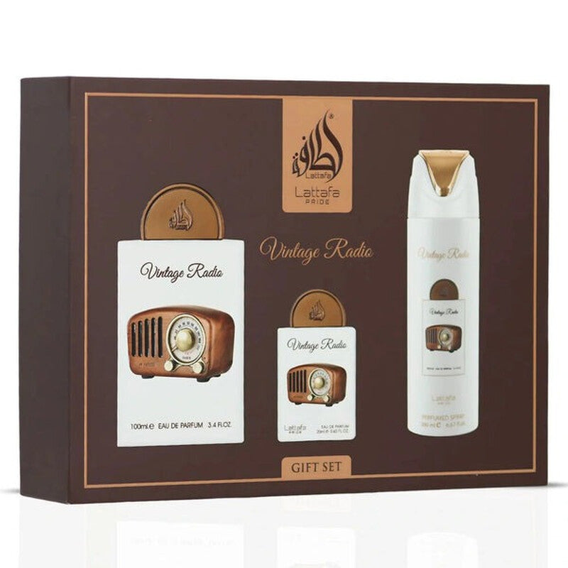 Lattafa Unisex Pride Vintage Radio 3pcs EDP Gift Set