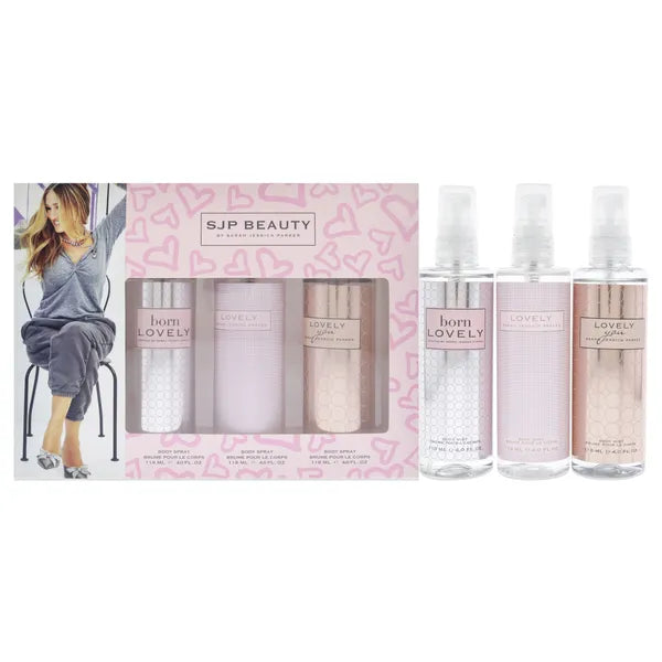 SJP BEAUTY BY SARAH JESSICA PARKER SET 3PC.BORN LOVELY, LOVELY,LOVELY YOU BODY SPRAYS BRUME POUR LE CORPS 118ML-4.0OZ