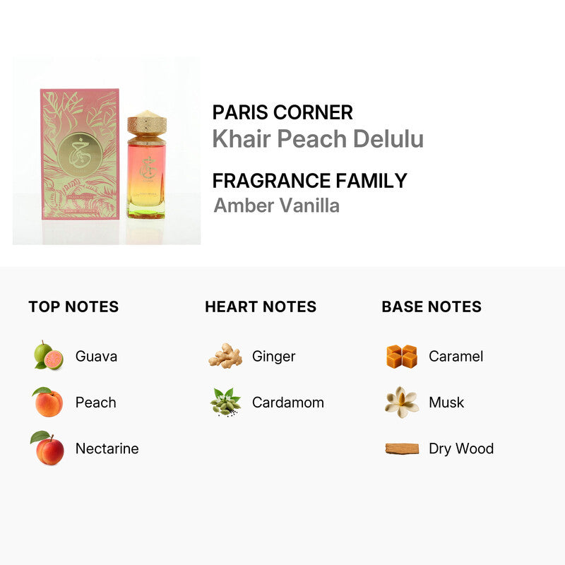 Paris Corner  Ladies Khair Peach Delulu EDP Spray 3.4 oz