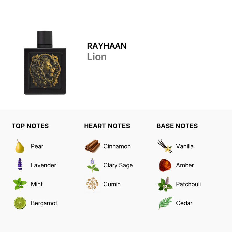 RAYHAAN FOR MEN LION EAU DE PARFUM 3.4OZ