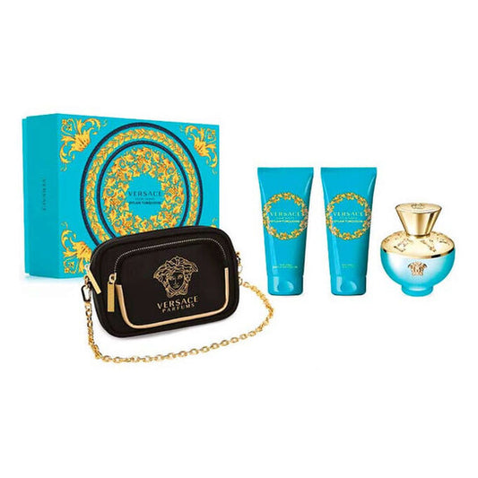 Versace Pour Femme Dylan Turquoise Set 4 pc Cluch, Perfume, Gel